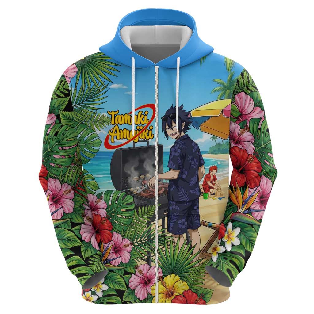 Tamaki Amajiki Summer Chill Zip Hoodie Tropical Anime Beach Scene