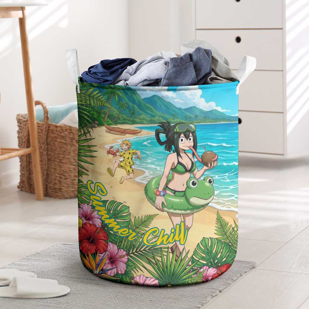 Tsuyu Asui Summer Chill Laundry Basket Tropical Anime Vacation Art
