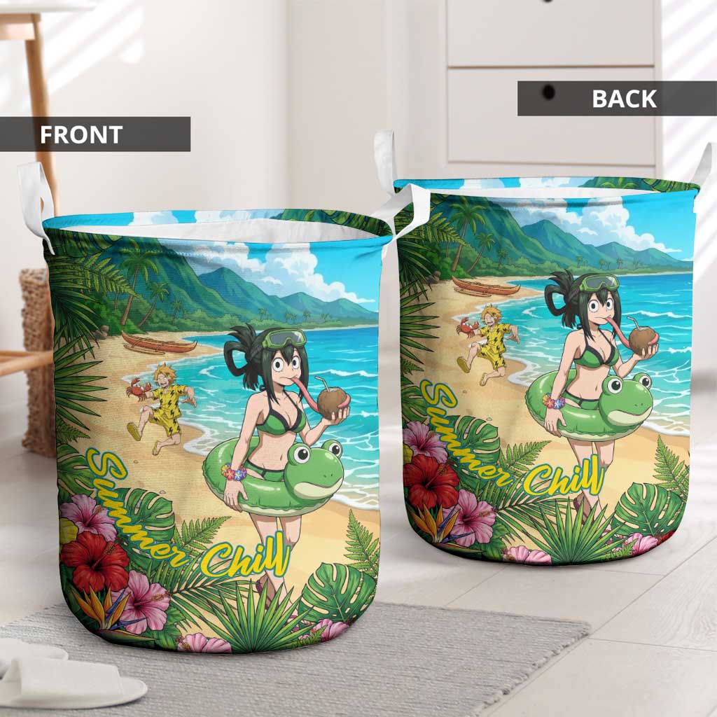 Tsuyu Asui Summer Chill Laundry Basket Tropical Anime Vacation Art