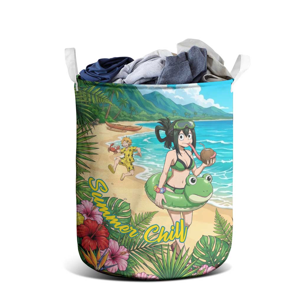 Tsuyu Asui Summer Chill Laundry Basket Tropical Anime Vacation Art