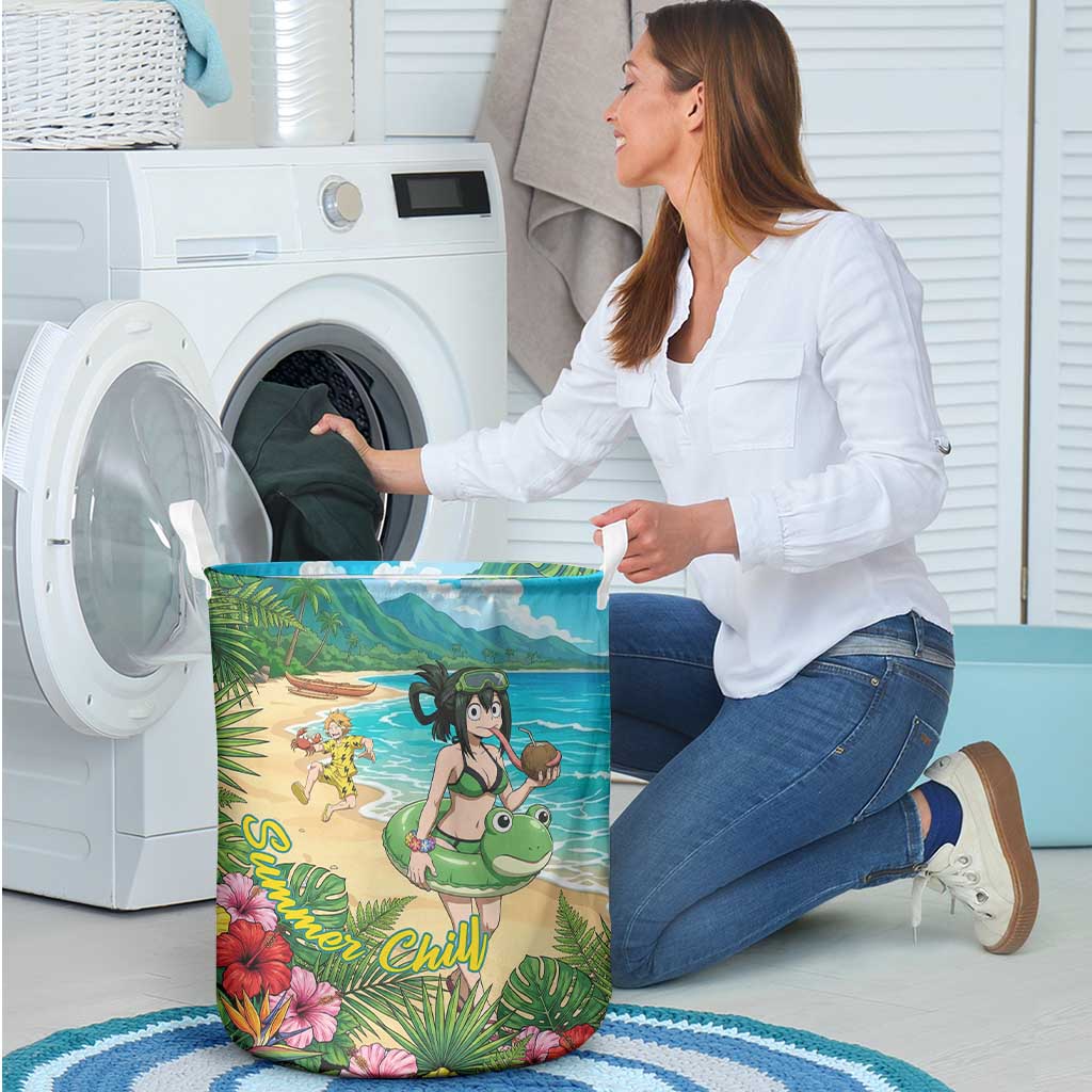 Tsuyu Asui Summer Chill Laundry Basket Tropical Anime Vacation Art