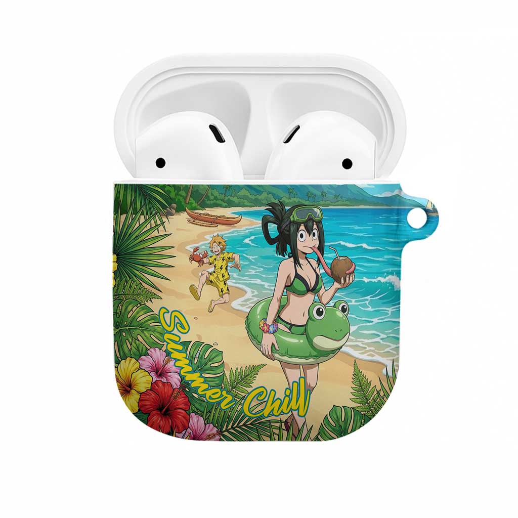 Tsuyu Asui Summer Chill AirPods Case Tropical Anime Vacation Art
