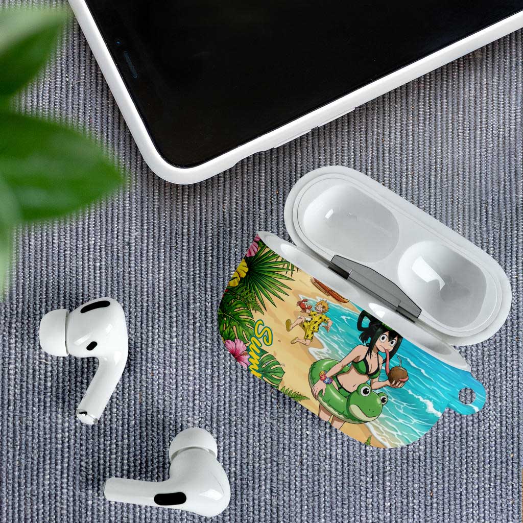 Tsuyu Asui Summer Chill AirPods Case Tropical Anime Vacation Art