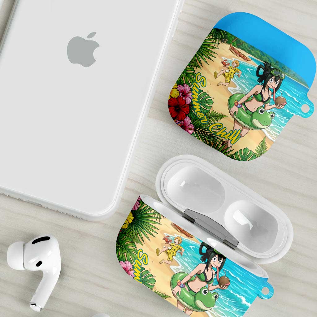 Tsuyu Asui Summer Chill AirPods Case Tropical Anime Vacation Art