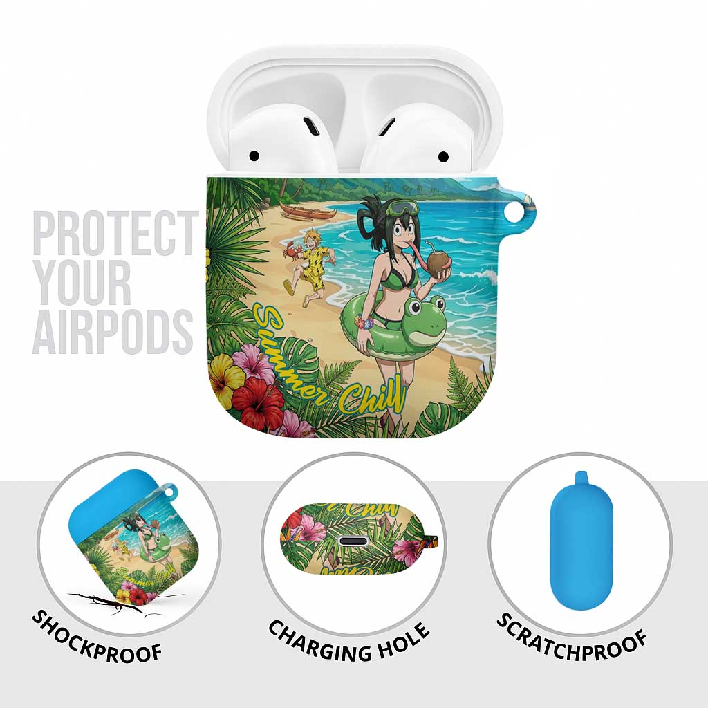 Tsuyu Asui Summer Chill AirPods Case Tropical Anime Vacation Art
