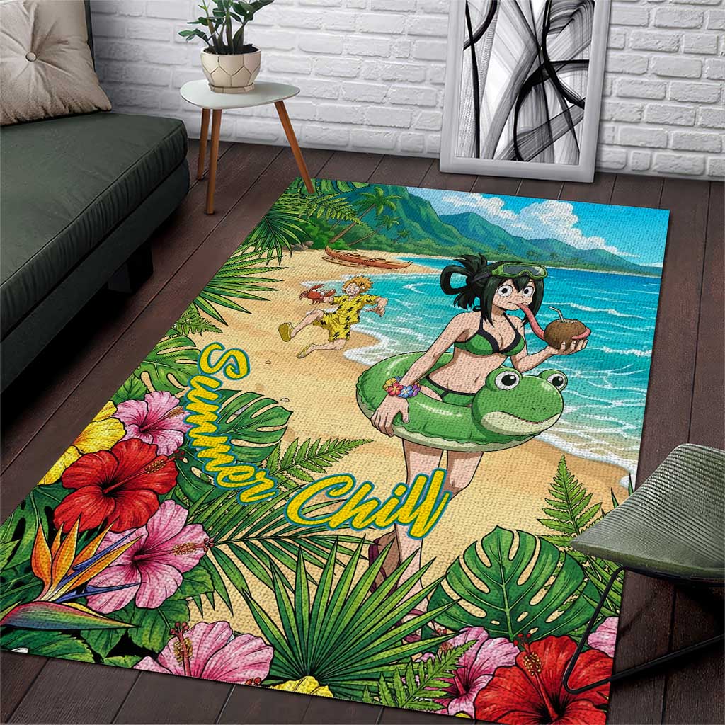 Tsuyu Asui Summer Chill Area Rug Tropical Anime Vacation Art