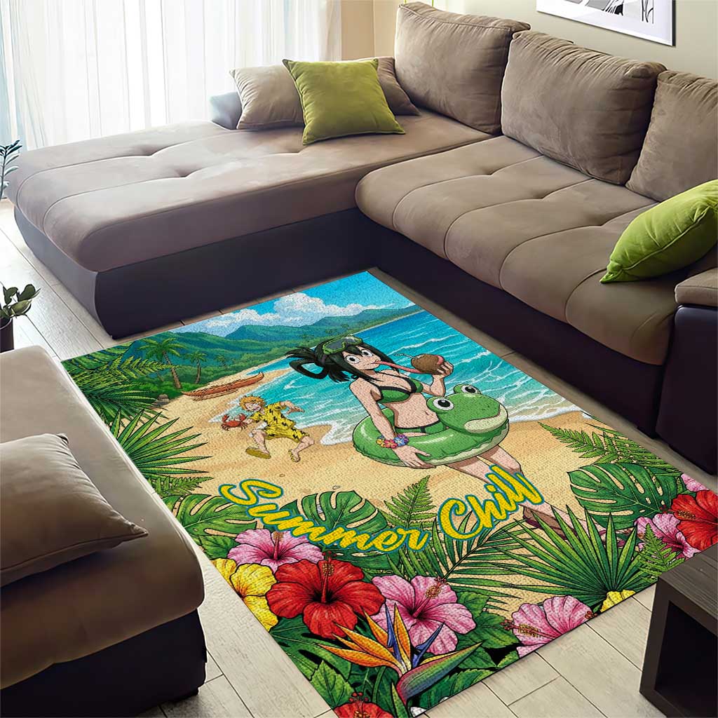 Tsuyu Asui Summer Chill Area Rug Tropical Anime Vacation Art