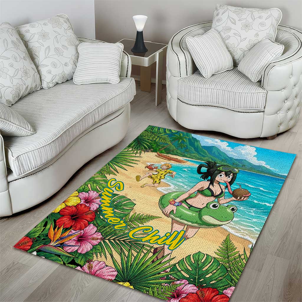Tsuyu Asui Summer Chill Area Rug Tropical Anime Vacation Art