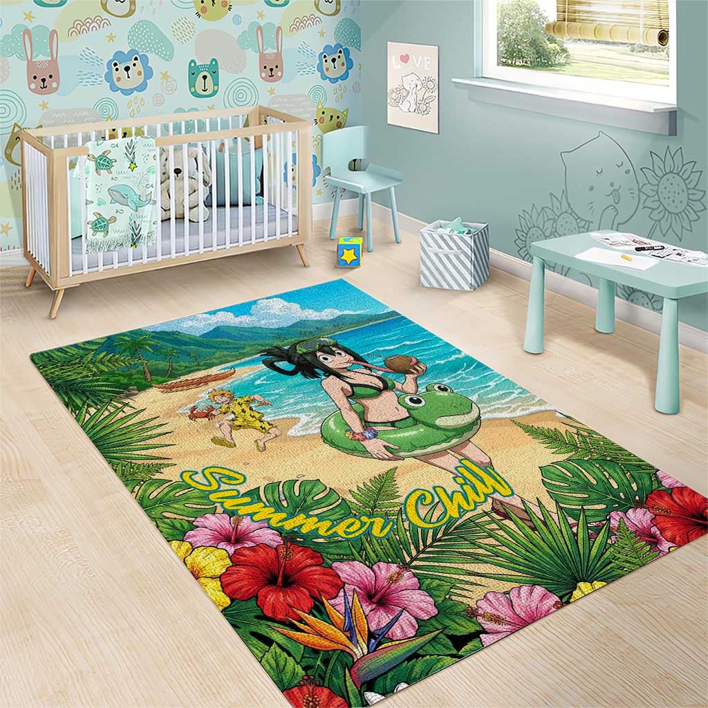 Tsuyu Asui Summer Chill Area Rug Tropical Anime Vacation Art