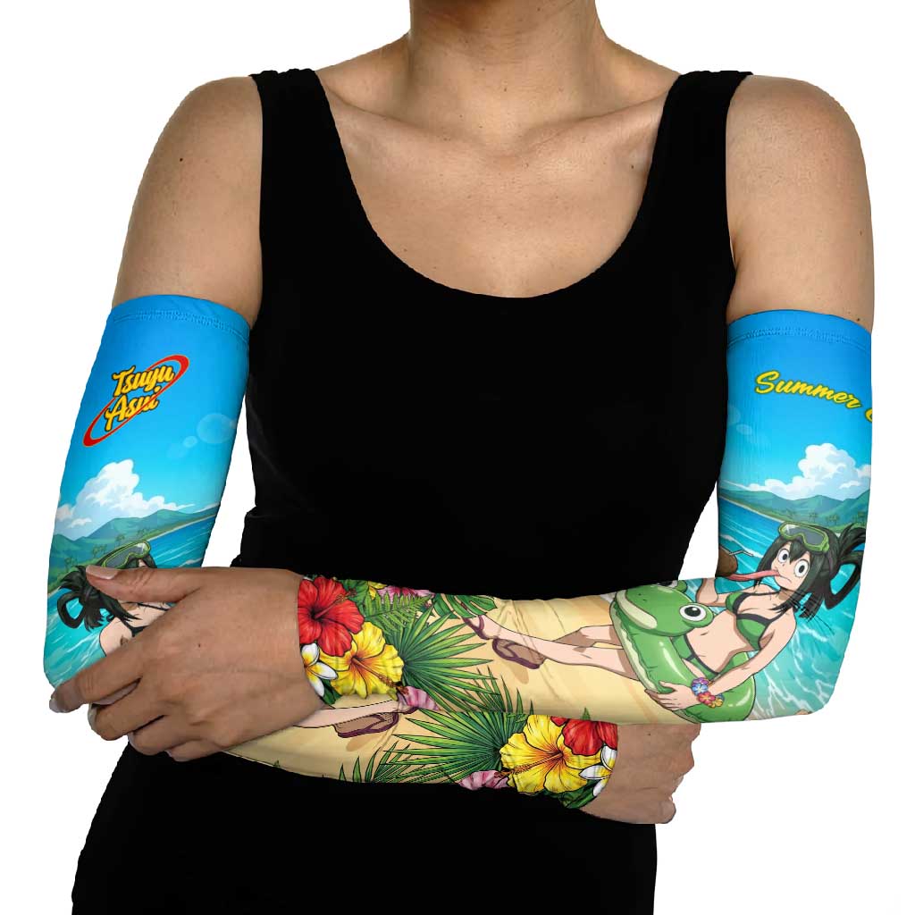 Tsuyu Asui Summer Chill Arm Sleeves Tropical Anime Vacation Art