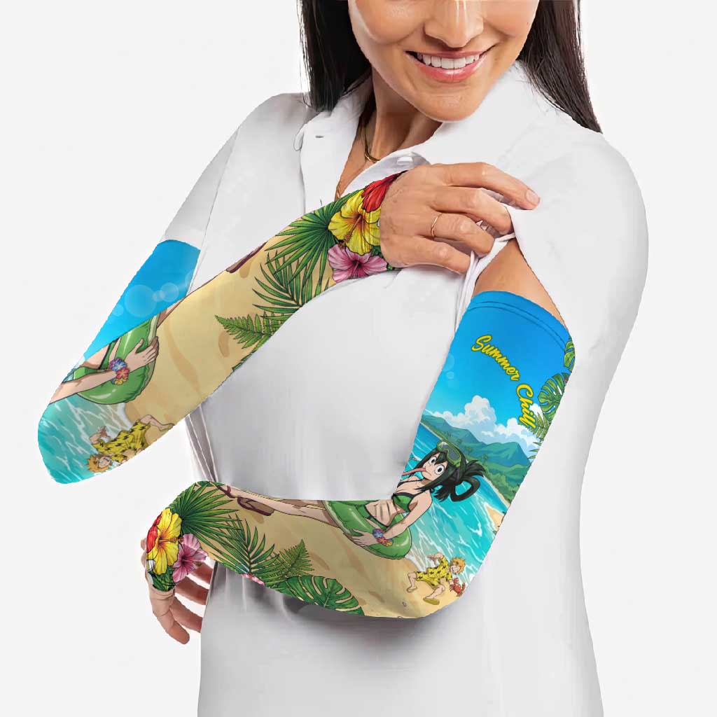 Tsuyu Asui Summer Chill Arm Sleeves Tropical Anime Vacation Art