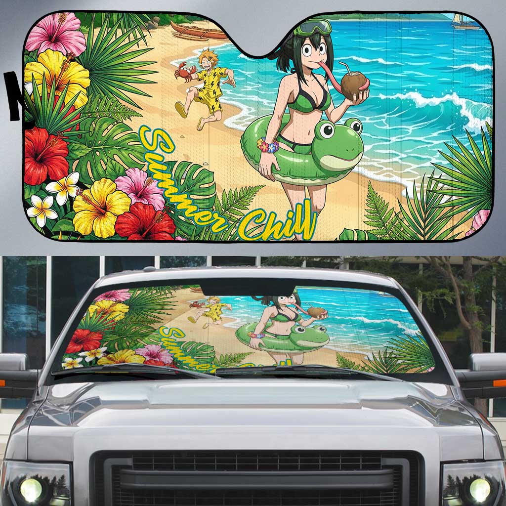 Tsuyu Asui Summer Chill Auto Sun Shade Tropical Anime Vacation Art
