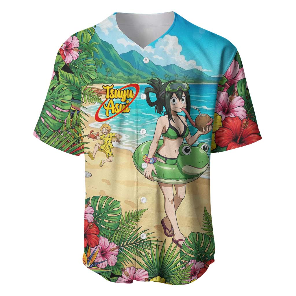 Tsuyu Asui Summer Chill Baseball Jersey Tropical Anime Vacation Art