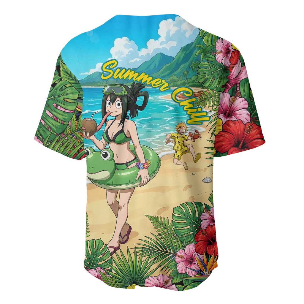 Tsuyu Asui Summer Chill Baseball Jersey Tropical Anime Vacation Art