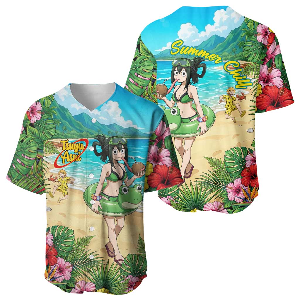 Tsuyu Asui Summer Chill Baseball Jersey Tropical Anime Vacation Art
