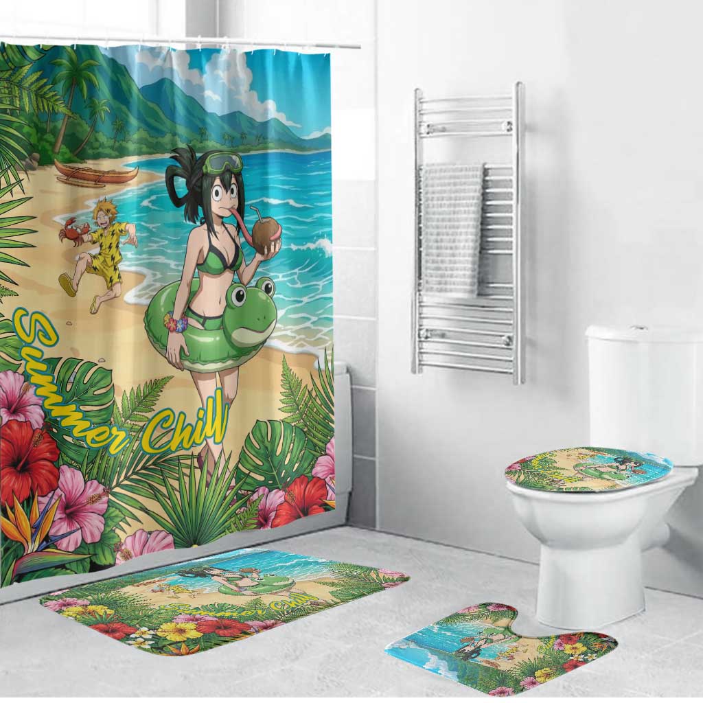 Tsuyu Asui Summer Chill Bathroom Set Tropical Anime Vacation Art