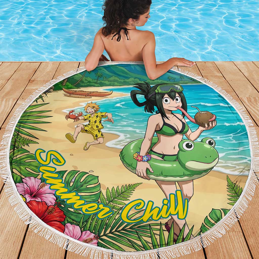 Tsuyu Asui Summer Chill Beach Blanket Tropical Anime Vacation Art