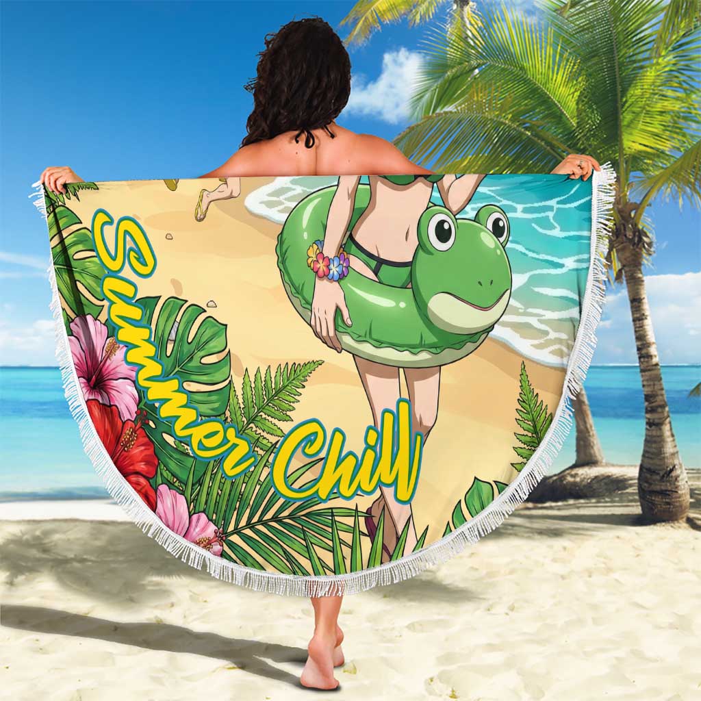 Tsuyu Asui Summer Chill Beach Blanket Tropical Anime Vacation Art
