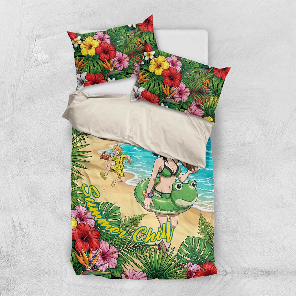 Tsuyu Asui Summer Chill Bedding Set Tropical Anime Vacation Art