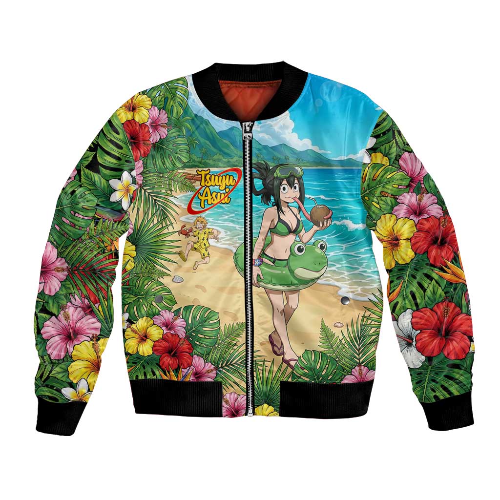Tsuyu Asui Summer Chill Bomber Jacket Tropical Anime Vacation Art