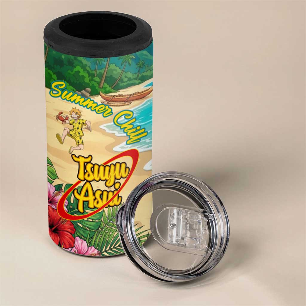 Tsuyu Asui Summer Chill 4 in 1 Can Cooler Tumbler Tropical Anime Vacation Art