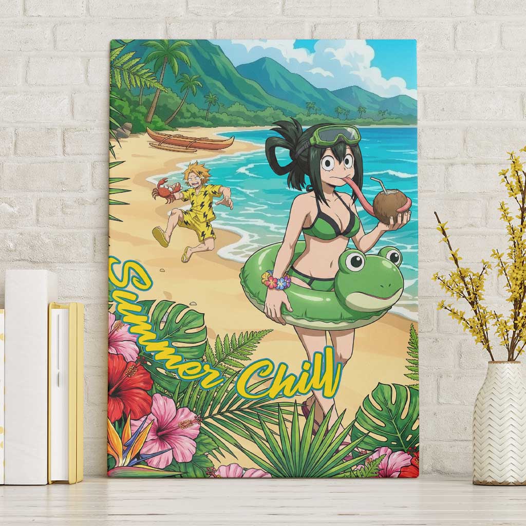 Tsuyu Asui Summer Chill Canvas Wall Art Tropical Anime Vacation Art