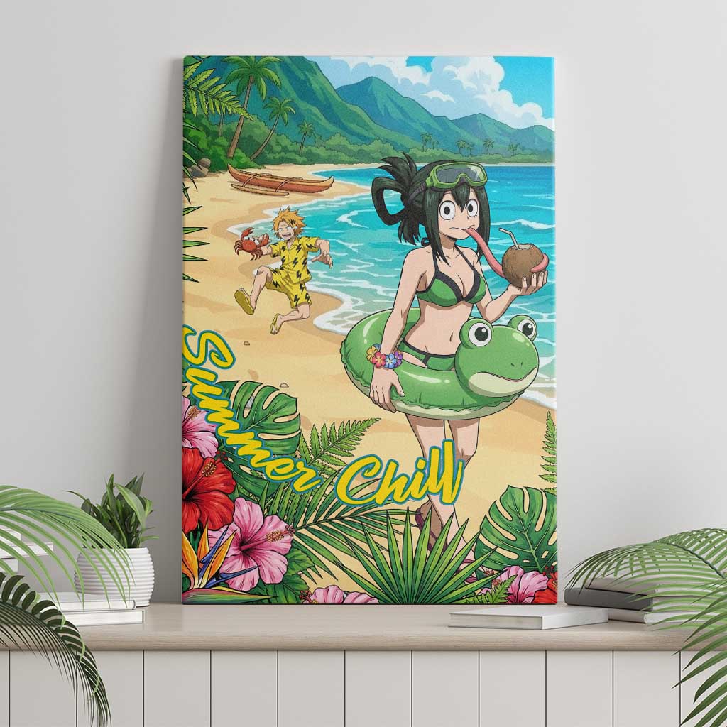 Tsuyu Asui Summer Chill Canvas Wall Art Tropical Anime Vacation Art