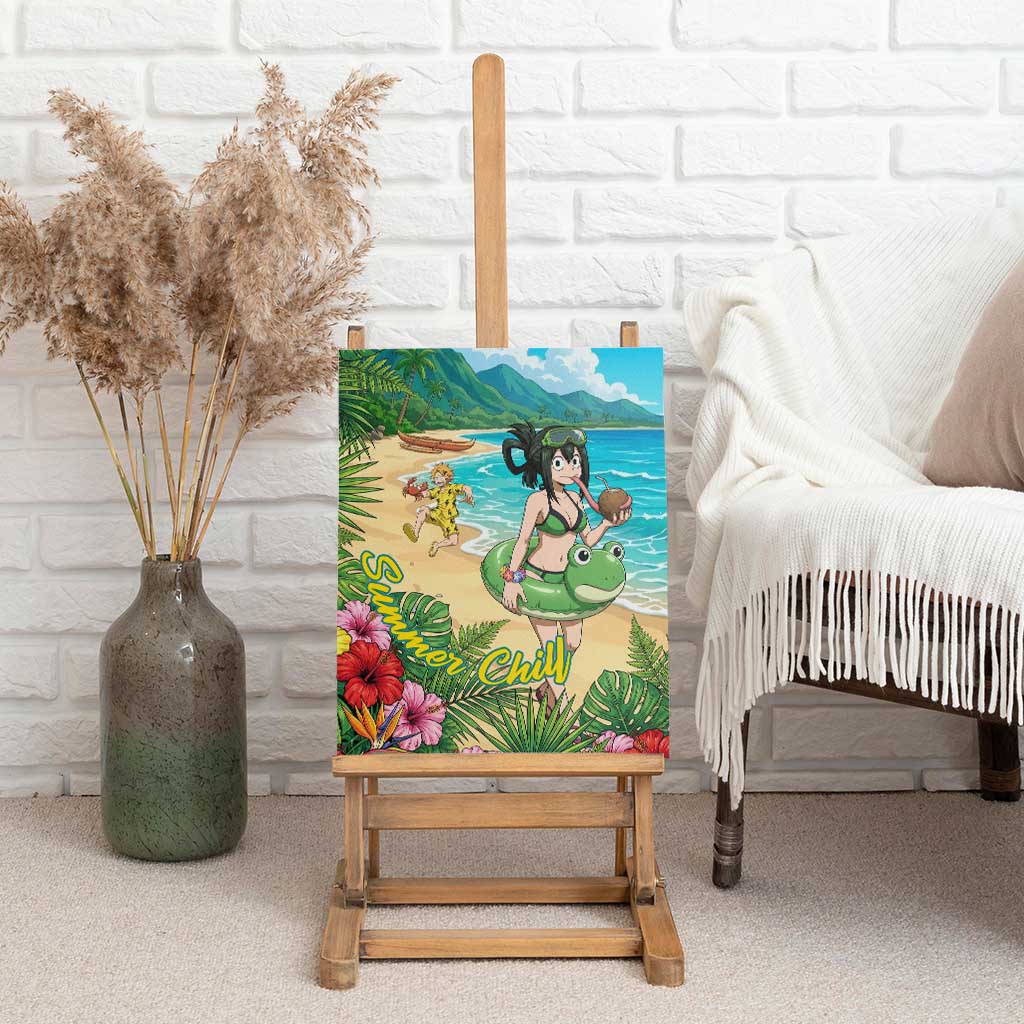 Tsuyu Asui Summer Chill Canvas Wall Art Tropical Anime Vacation Art