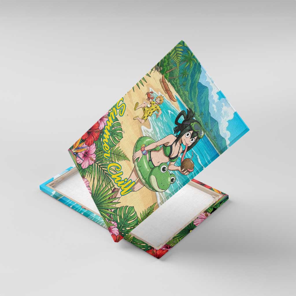 Tsuyu Asui Summer Chill Canvas Wall Art Tropical Anime Vacation Art