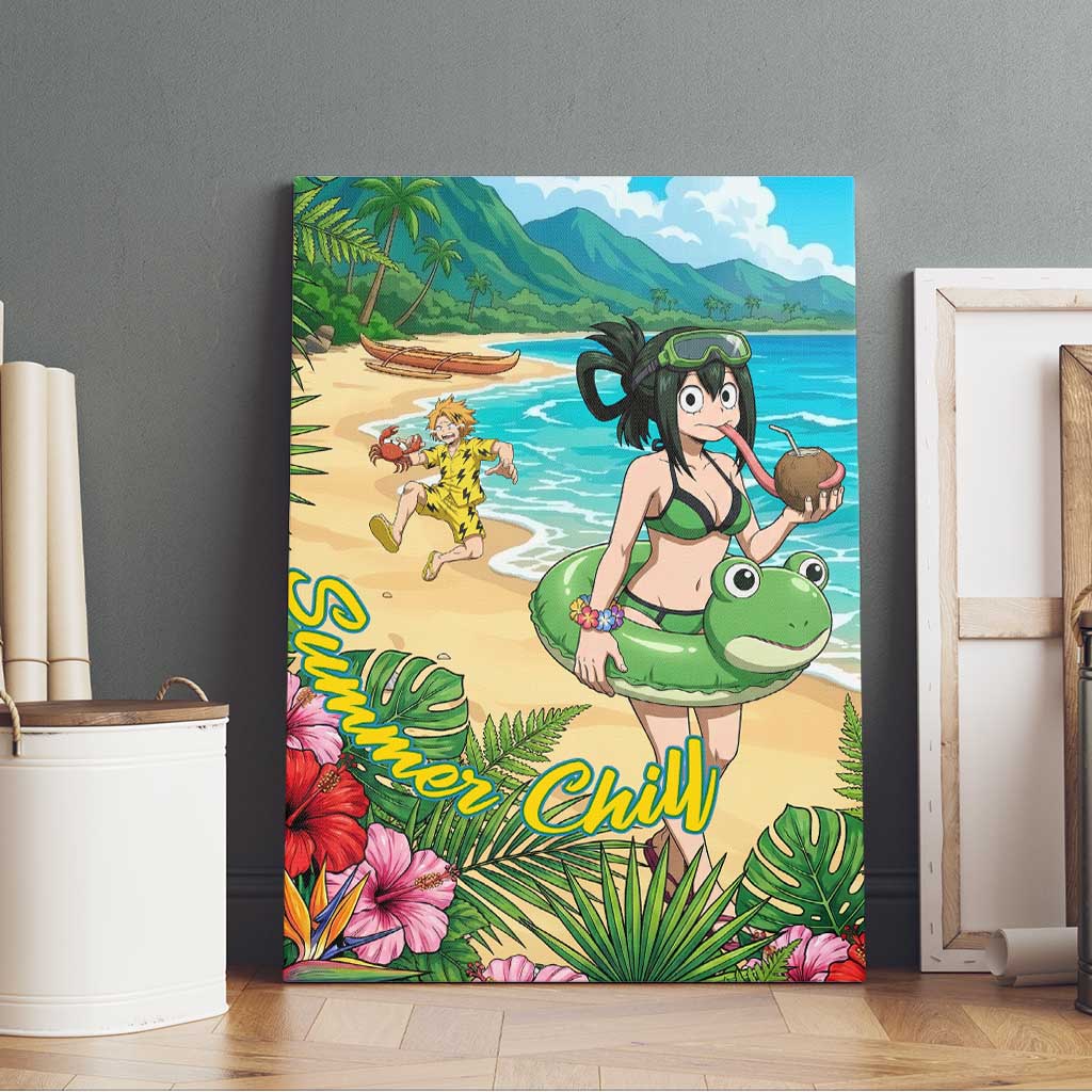Tsuyu Asui Summer Chill Canvas Wall Art Tropical Anime Vacation Art