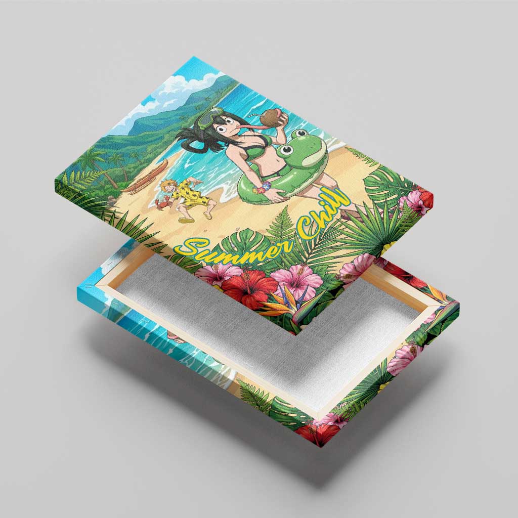 Tsuyu Asui Summer Chill Canvas Wall Art Tropical Anime Vacation Art