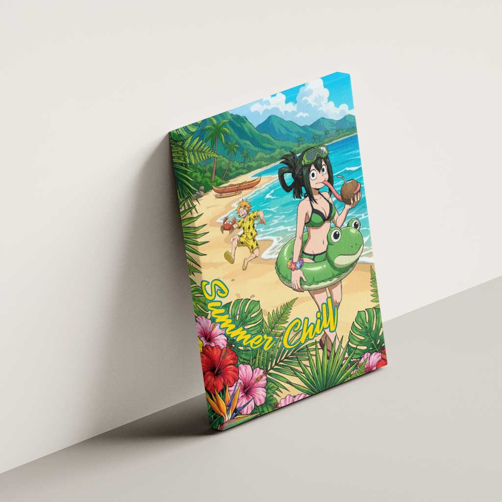 Tsuyu Asui Summer Chill Canvas Wall Art Tropical Anime Vacation Art