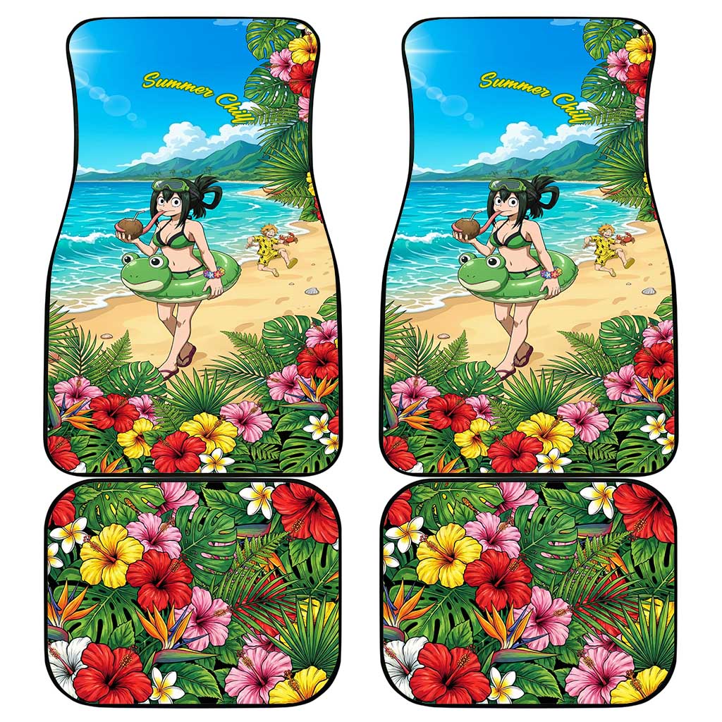 Tsuyu Asui Summer Chill Car Mats Tropical Anime Vacation Art