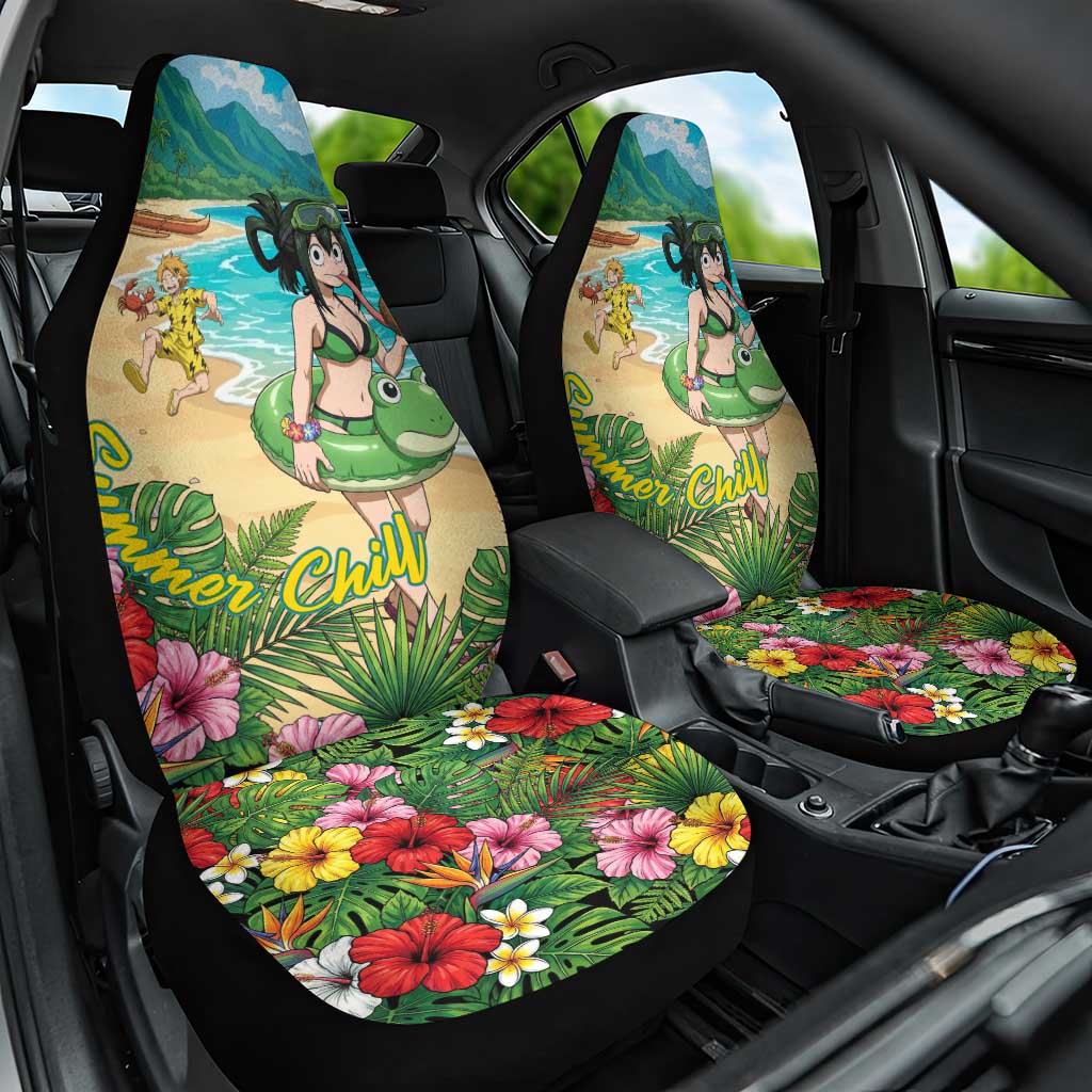 Tsuyu Asui Summer Chill Car Seat Cover Tropical Anime Vacation Art