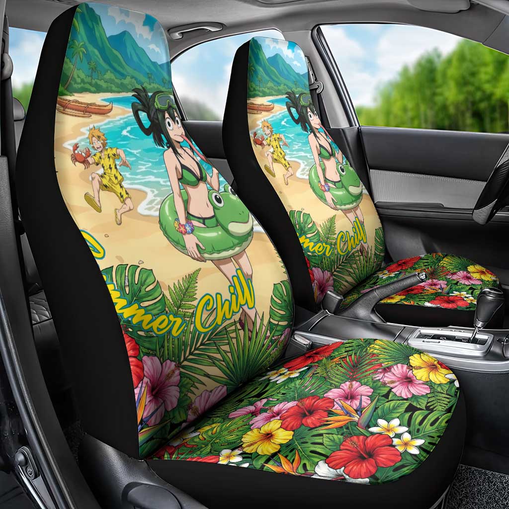 Tsuyu Asui Summer Chill Car Seat Cover Tropical Anime Vacation Art