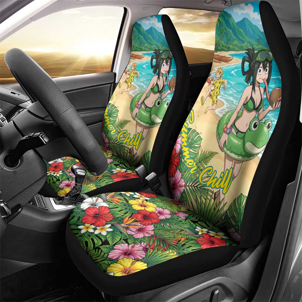 Tsuyu Asui Summer Chill Car Seat Cover Tropical Anime Vacation Art