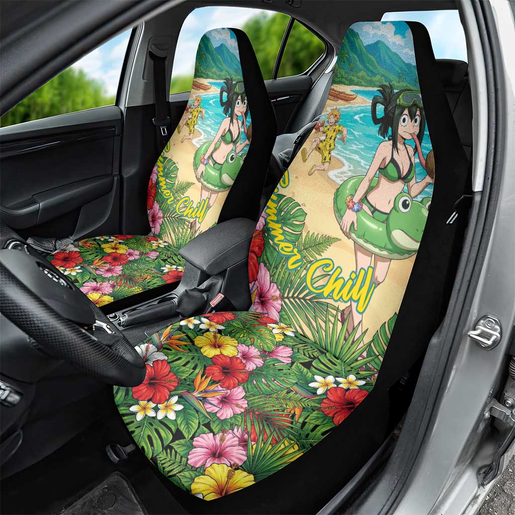 Tsuyu Asui Summer Chill Car Seat Cover Tropical Anime Vacation Art