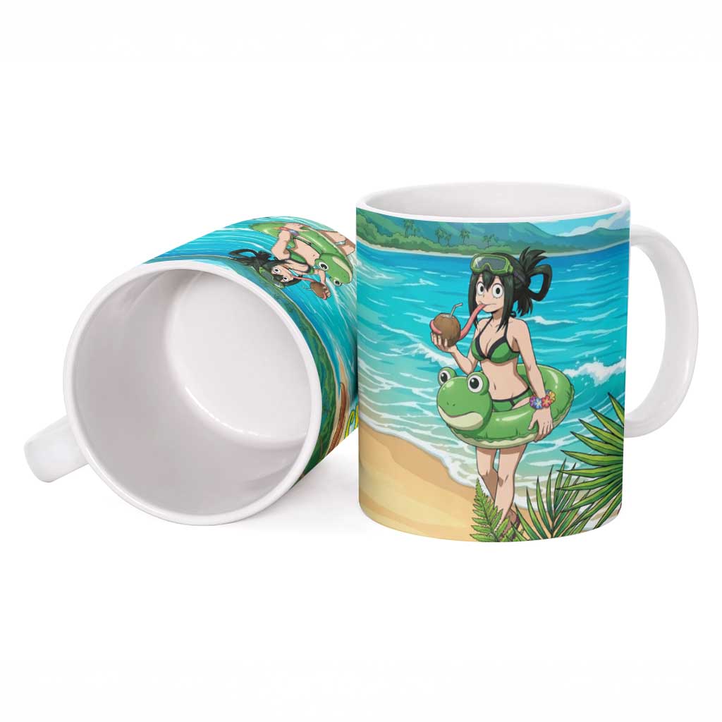 Tsuyu Asui Summer Chill Ceramic Mug Tropical Anime Vacation Art