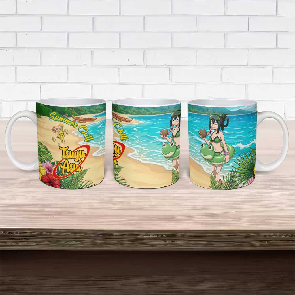 Tsuyu Asui Summer Chill Ceramic Mug Tropical Anime Vacation Art