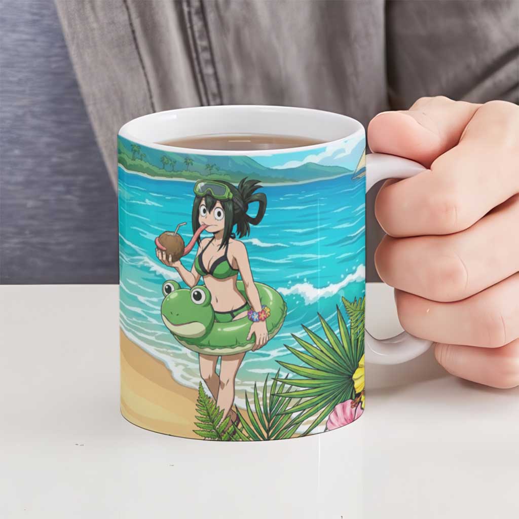 Tsuyu Asui Summer Chill Ceramic Mug Tropical Anime Vacation Art