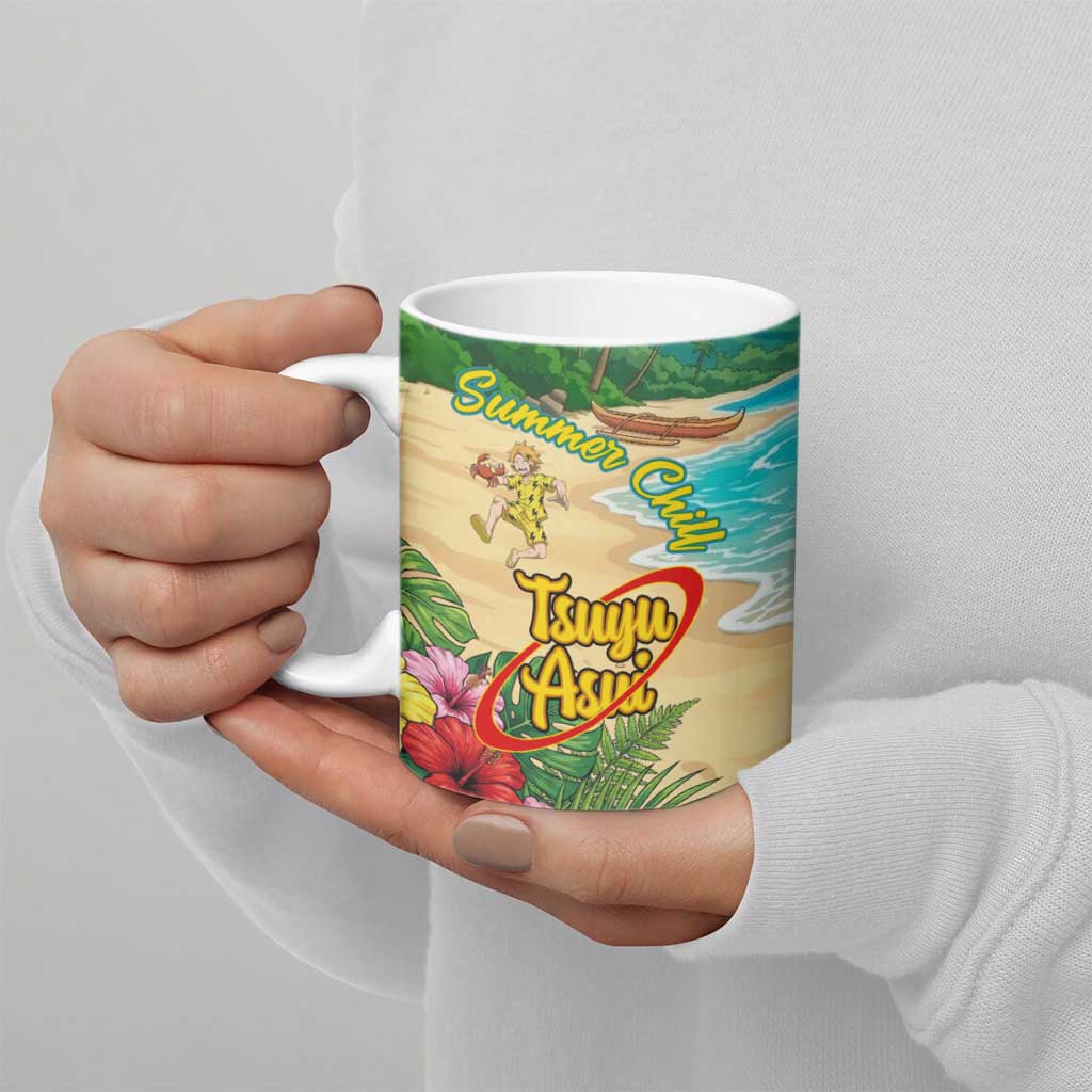 Tsuyu Asui Summer Chill Ceramic Mug Tropical Anime Vacation Art