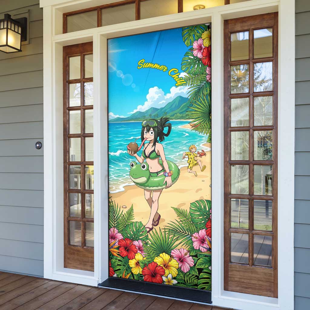 Tsuyu Asui Summer Chill Door Cover Tropical Anime Vacation Art
