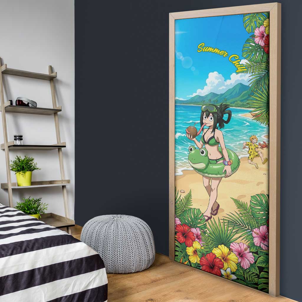 Tsuyu Asui Summer Chill Door Cover Tropical Anime Vacation Art