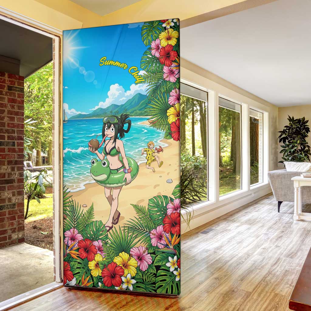 Tsuyu Asui Summer Chill Door Cover Tropical Anime Vacation Art