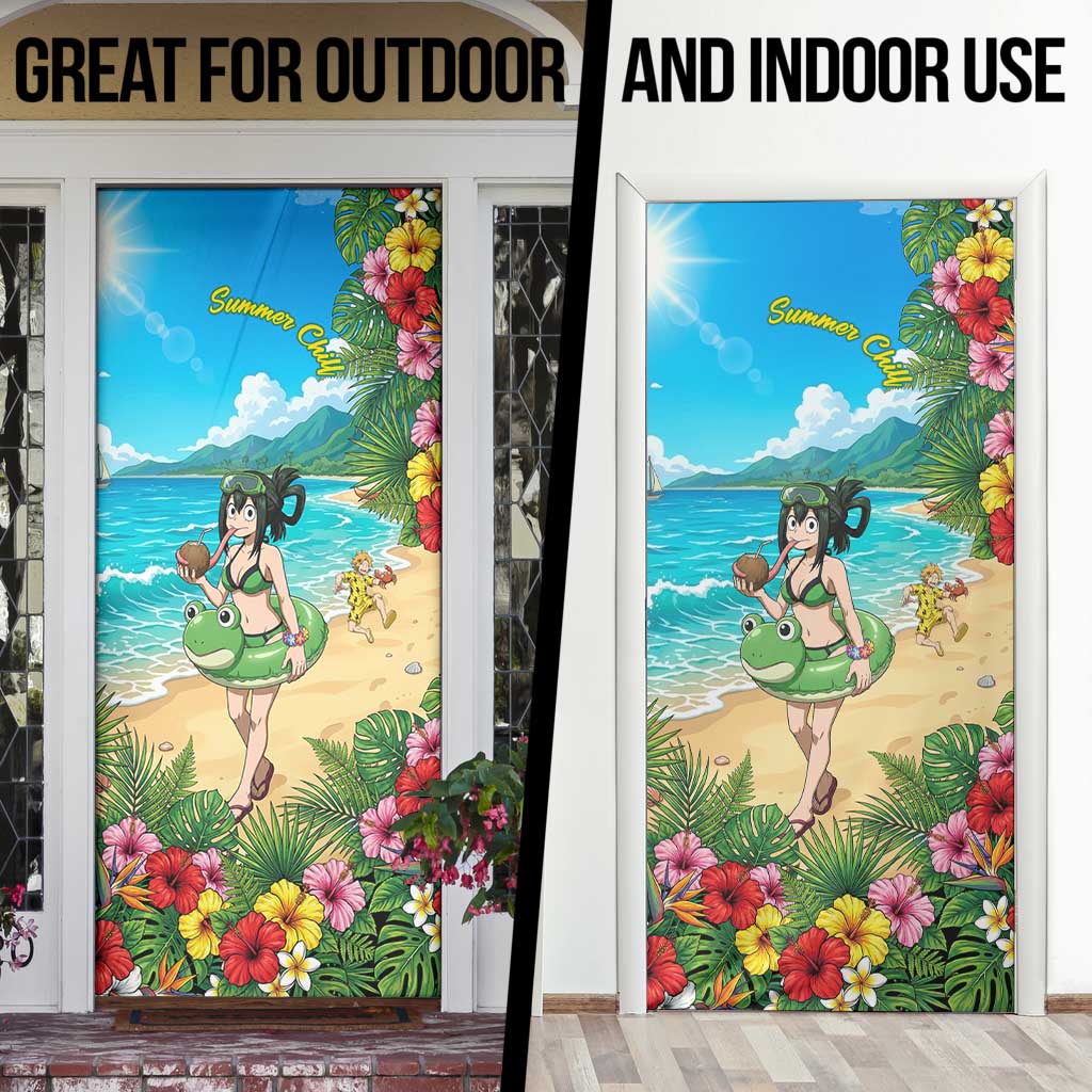 Tsuyu Asui Summer Chill Door Cover Tropical Anime Vacation Art