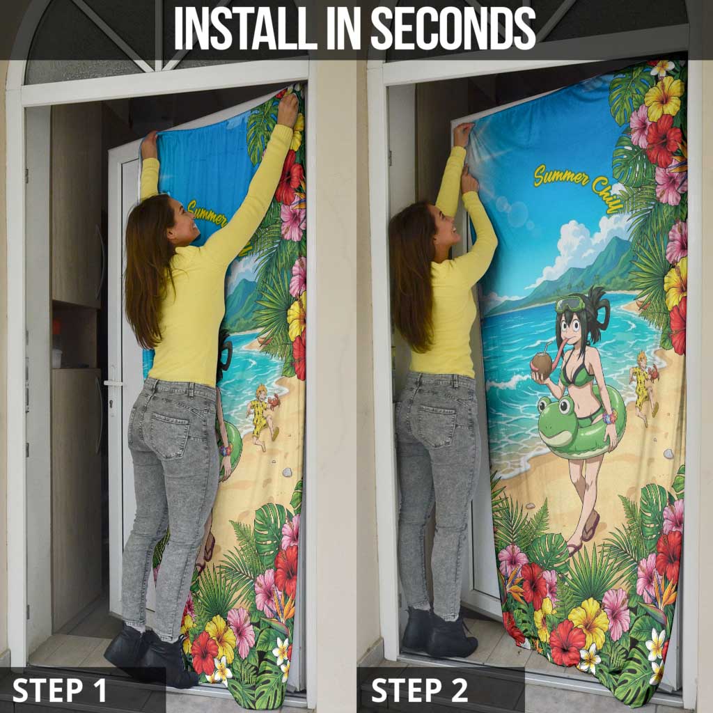 Tsuyu Asui Summer Chill Door Cover Tropical Anime Vacation Art