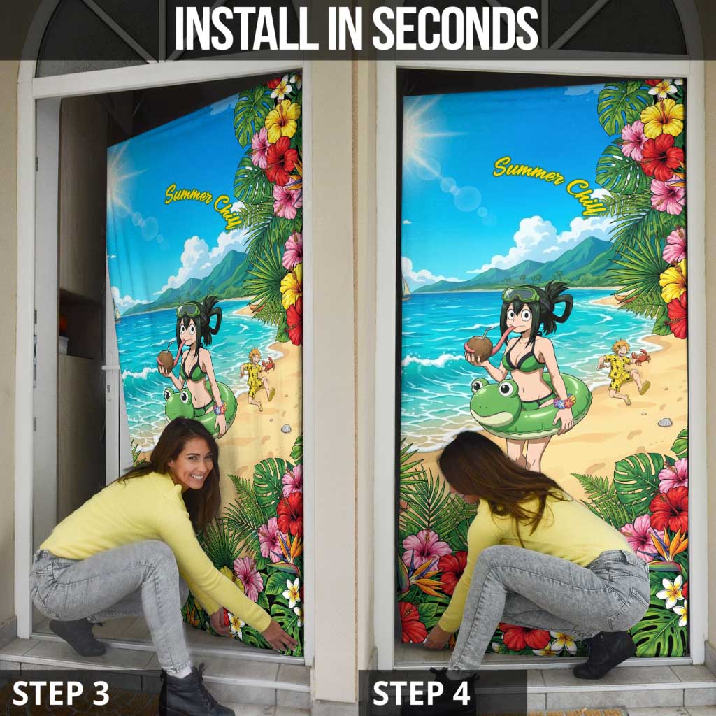 Tsuyu Asui Summer Chill Door Cover Tropical Anime Vacation Art