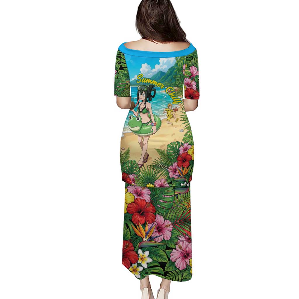 Tsuyu Asui Summer Chill Family Matching Puletasi and Hawaiian Shirt Tropical Anime Vacation Art