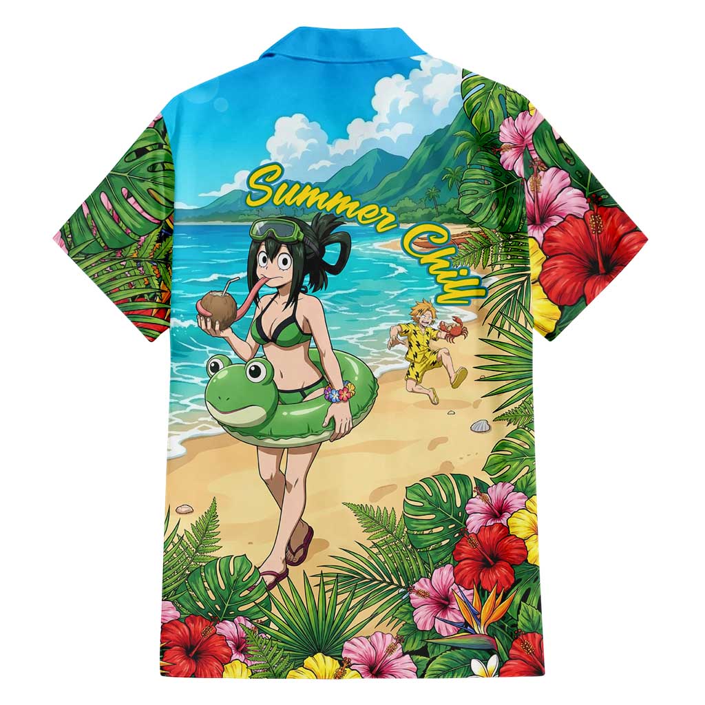 Tsuyu Asui Summer Chill Family Matching Summer Maxi Dress and Hawaiian Shirt Tropical Anime Vacation Art
