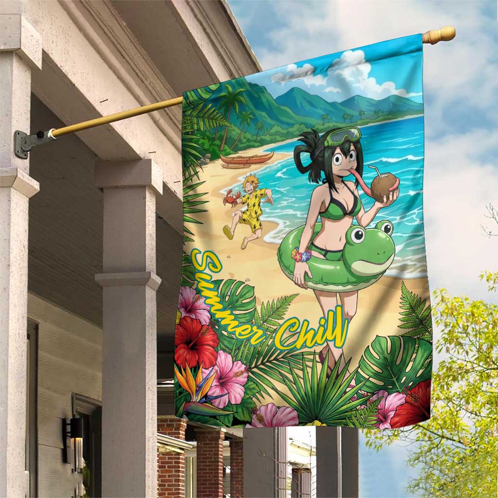 Tsuyu Asui Summer Chill Garden Flag Tropical Anime Vacation Art